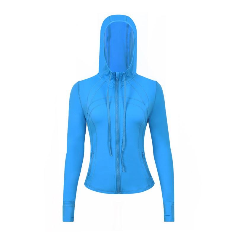 Damen atmungsaktive Kapuzen-Yogajacke Langarm Fitness Top Activewear