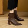 2025 Autumn/Winter French Retro Pointed Chunky Heel Chelsea Ankle Boots