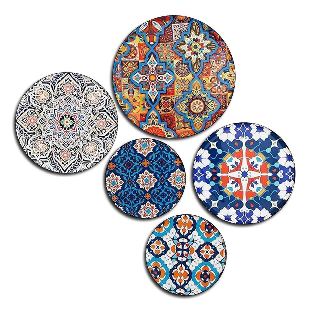 Metall Wandplatte | Heimdekoration | Türkisches Kunstdesign | Wohnzimmer Wanddekoration | Dekoartikel | Geschenkartikel (Mehrfarben) (5er-Set)f