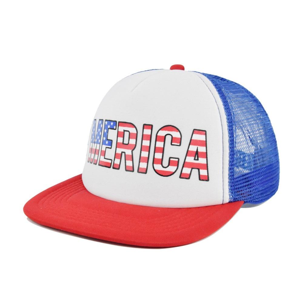 Hip-hop cap merica flat brim baseball cap - personalized hip-hop trucker hat - street dance mesh cap Adjustable