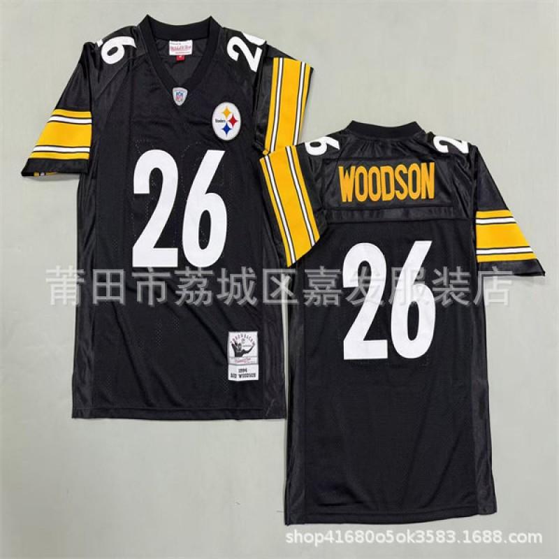 Pittsburgh Steelers Vintage NFL Football Jersey Men Cotton Embroidered Training Shirt Rugby Sport Wear