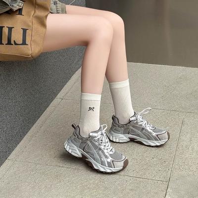 Korean Version of Daddy Shoes Leather Breathable Platform Casual Sports Shoes Women's 2025 Autumn New Versatile Lightweight Soft Bottom Tide