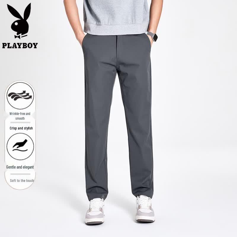 PLAYBOY Men s Ice-Feel Loose Fit Casual Trousers 33