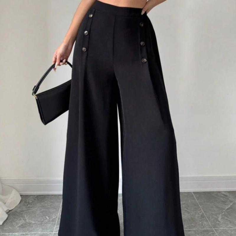 Pantaloni Larghi Eleganti alla Moda a Vita Alta per Donna Primavera Estate Atmosfera Stile Fantastico Pantaloni Lunghi