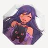 Anime-Mädchen, Katze - Automatisches Öffnen und Schließen, 8-Rippen-Struktur Tragbarer Regenschirm, Geeignet für Männer und Frauen in allen Jahreszeiten - Perfektes Geschenk