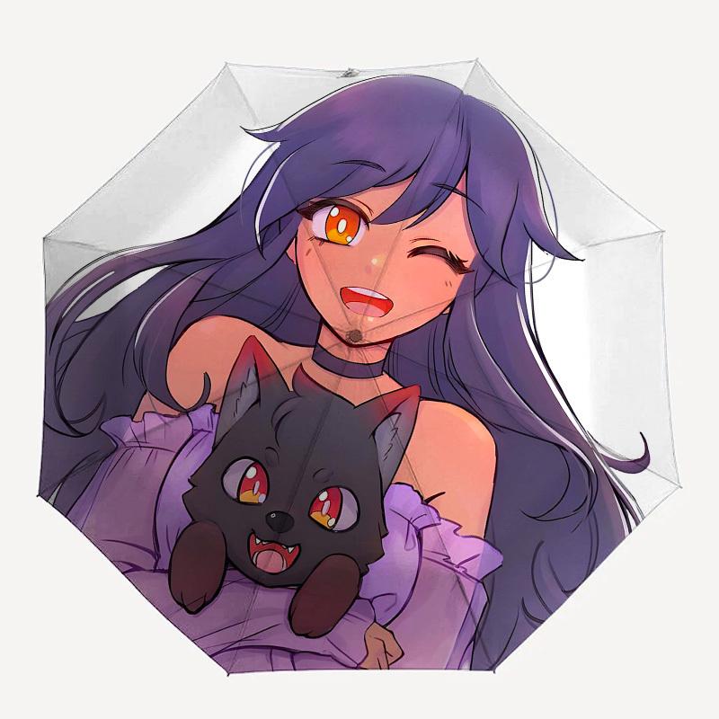 Anime-Mädchen, Katze - Automatisches Öffnen und Schließen, 8-Rippen-Struktur Tragbarer Regenschirm, Geeignet für Männer und Frauen in allen Jahreszeiten - Perfektes Geschenk