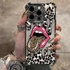 Luxury Large Tongue Leopard Print Plating Case For Samsung A73 A55 A54 A53 A35 A33 A34 A25 A24 A23 A16 5G Cartoon Y2k Anti-Fall