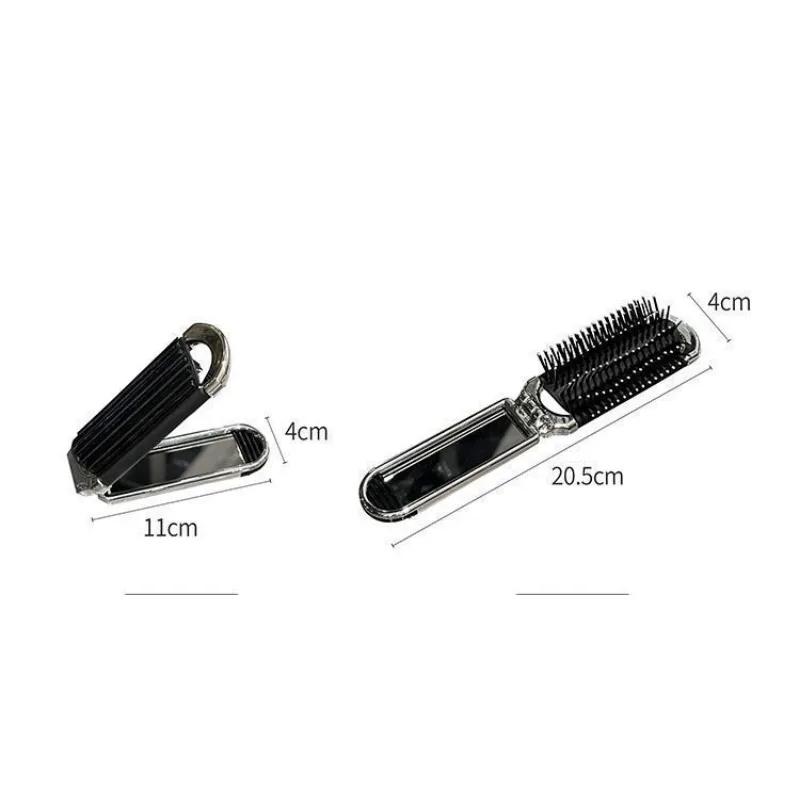 Mini Hair Brush Folding Massage Comb Head Massage Anti-Static Portable Travel Hair Brush Girl Hair Combs With Mirror