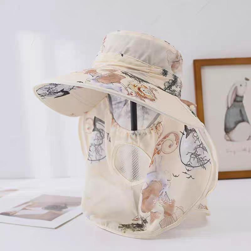 

Summer Outdoor Sports Sun Hat Detachable Dome Sunshade Pastoral Style Cap Tea жовтий