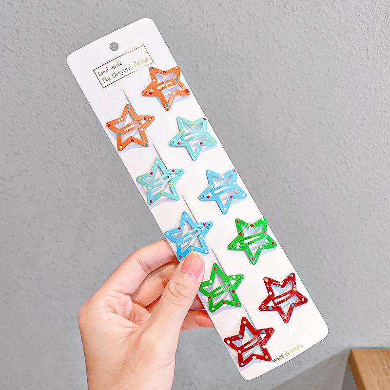 10PCS New Fashion Girls Colorful Star Waterdrop Shape Cute Hairpins Kids Sweet Hair Ornament Clip Barrettes Hair Accessories