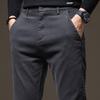 2023 Men's Autumn/Winter Thick Elastic Slim Fit Casual Business Pants