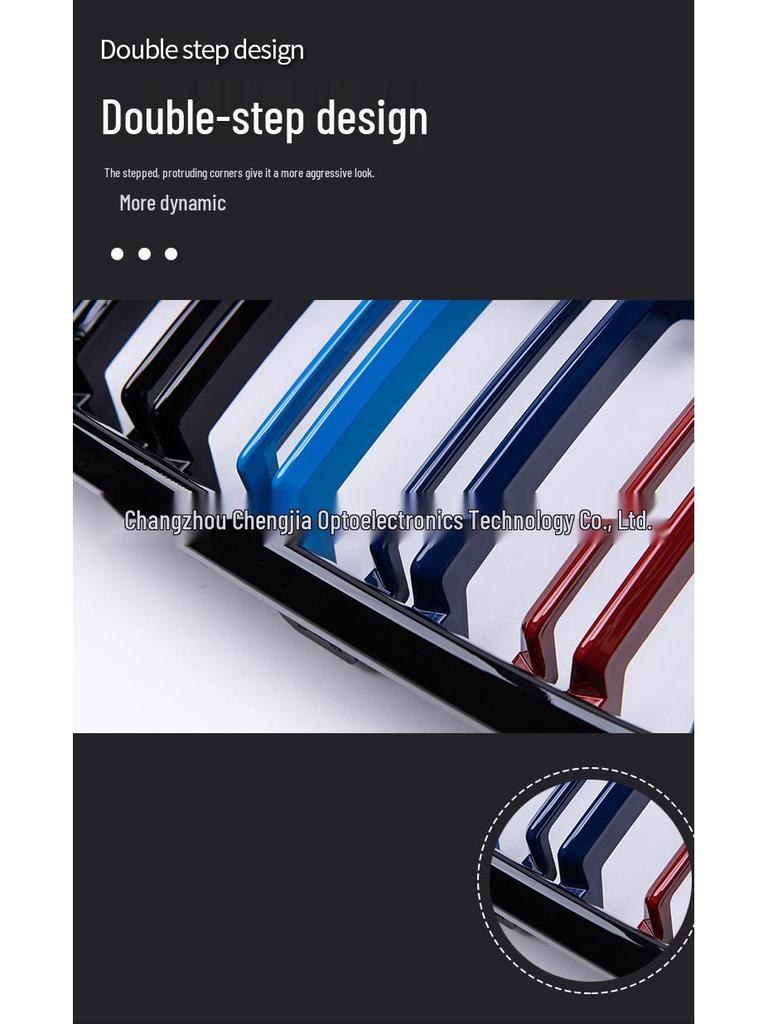 Glossy Black Grille for BMW X5/X6 F15/F16 Models (2014-2017) with Dual-Line Tri-Color Design