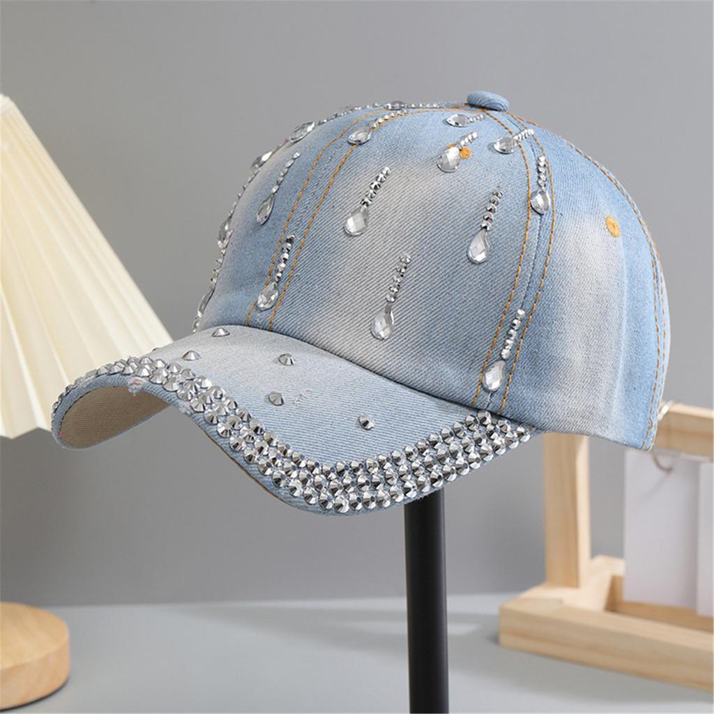 Eye-Catching Crystal Baseball Hat for Girls Women Adjustable Casual Hat for Outdoor Studded Stylish Headwear