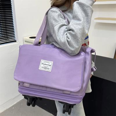 Extra Große Kapazität Doppelschichtig Erweiterte Rollen Hand-Ferse Reisetasche Faltbar Nass Trocken Trennung Sporttasche Abdeckung Zugstange