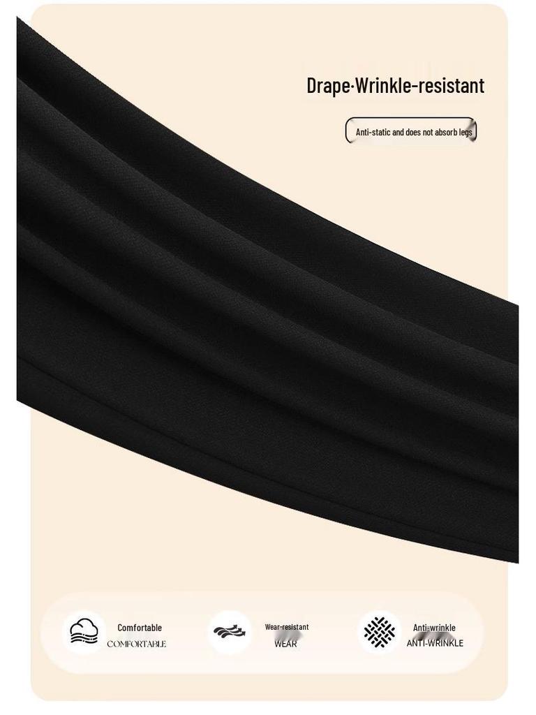 2025 Women's Black High-Waist Micro Flare Pants with Velvet, Slimming Drape, for Spring & Autumn