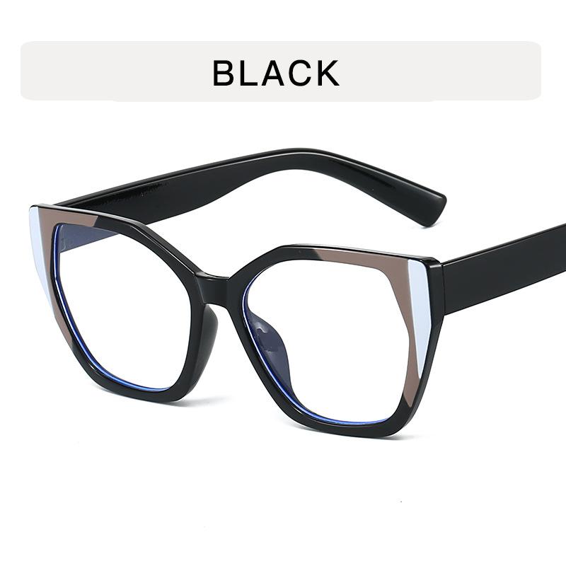 

Eye Color Blocking Anti Blue Light Glasses Retro Polygon Large Frame Fashion Glasses Women Plain Spectacles For Daily Outfit
