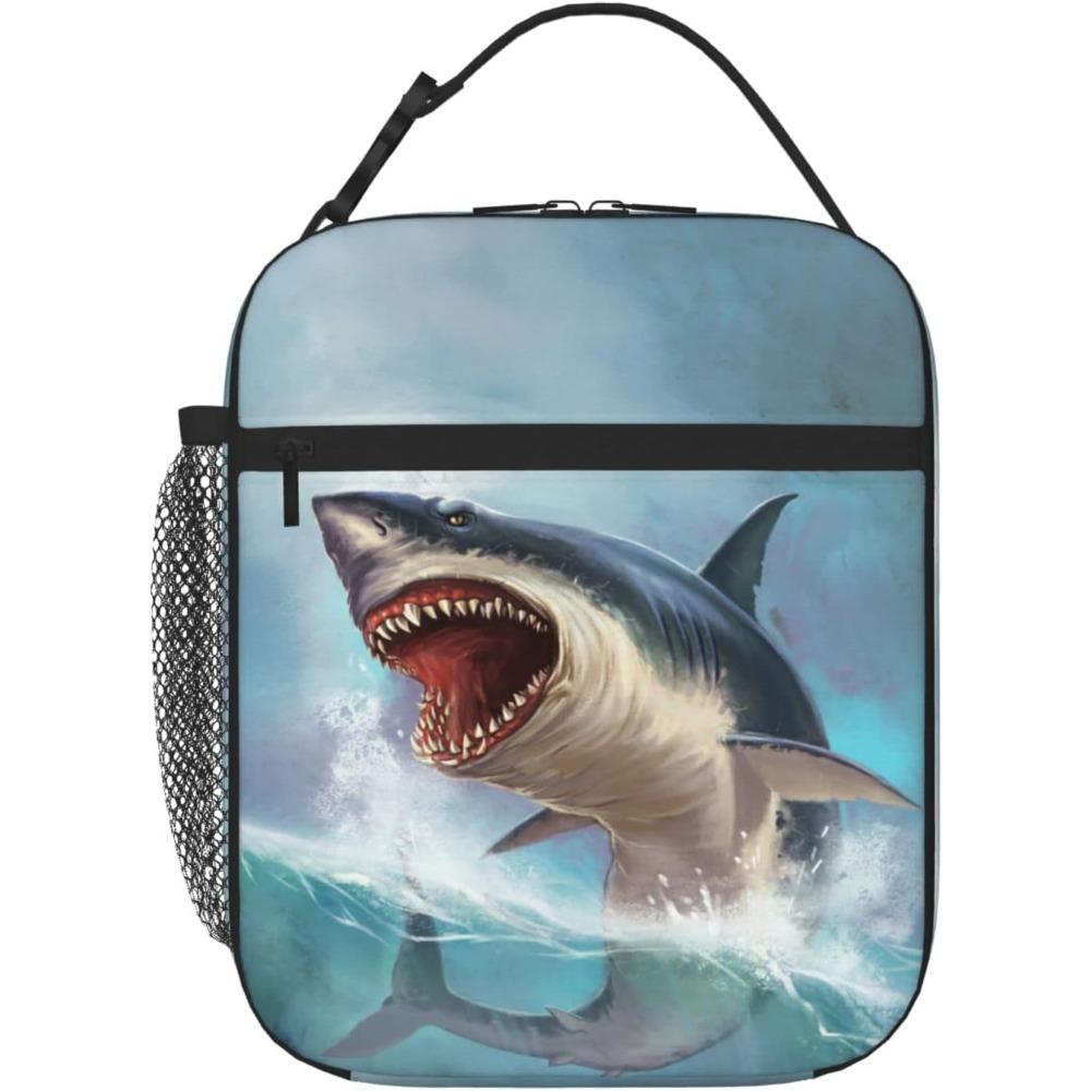Borsa Pranzo Termica Squalo Animale Marino Feroce Scatola Frigo Pranzo Squalo Per Donne Uomini Adolescenti Bambini, Borsa Tote Pranzo Riutilizzabile