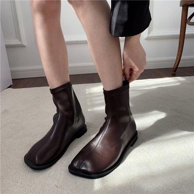 Footwear Work Female Ankle Boots Elegant with Low Heels Short Shoes for Women Brown Booties Goth Trend 2024 High Quality Y2k Pu