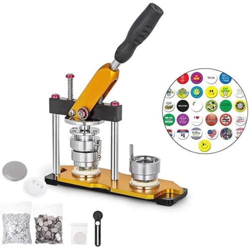 Brfveob New Rotating Badge Machine for DIY Badges, Includes 100 Badge Materials, DIY Toy, Craft, Handmade Kit, 56mm