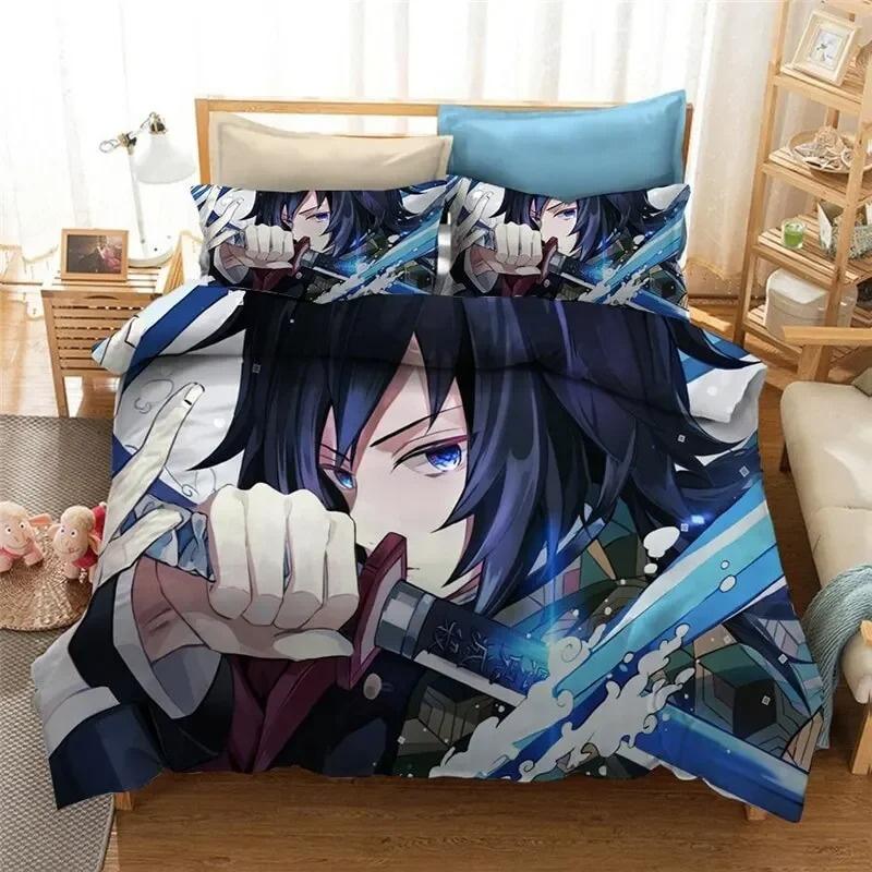 Anime Demon Slayer Duvet Cover Pillowcase 3D Printed Bedding Set Boys Girls Twin Queen Size Duvet Cover Pillowcase Bed Kids