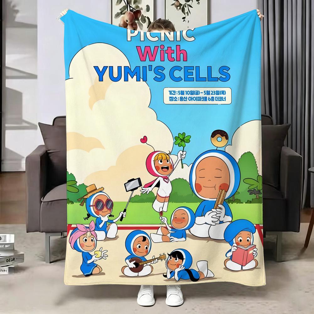 Manhwa Y-Yumis C-Cells Throw Soft Warm Flannel Blanket, Multi-use Throw for Bed Sofa Office, Air Conditioning Nap Blanket 75X95CM