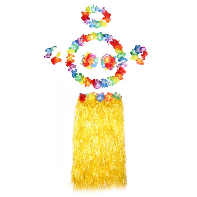 80cm Hawaiian Hula Skirt Set: Single/Double Layer for Children & Adults – Perfect for Performances & Seaweed Dance