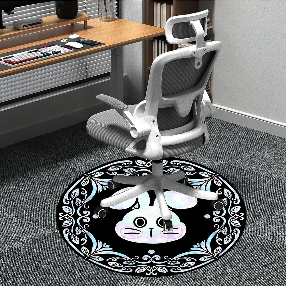 

1pc Rabbit Face Ornament Carpet, Round Non Slip Durable Large Size Office Carpet, Suitable for Office 80cm
