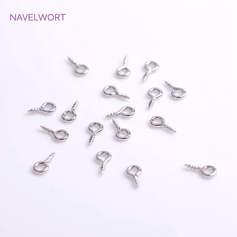 4mm*8mm 18K Gold Plating Screw Eye Component Brass Small Tiny Mini Eye Pins Eyepins Hooks Eyelets Screw Threaded Wholesale
