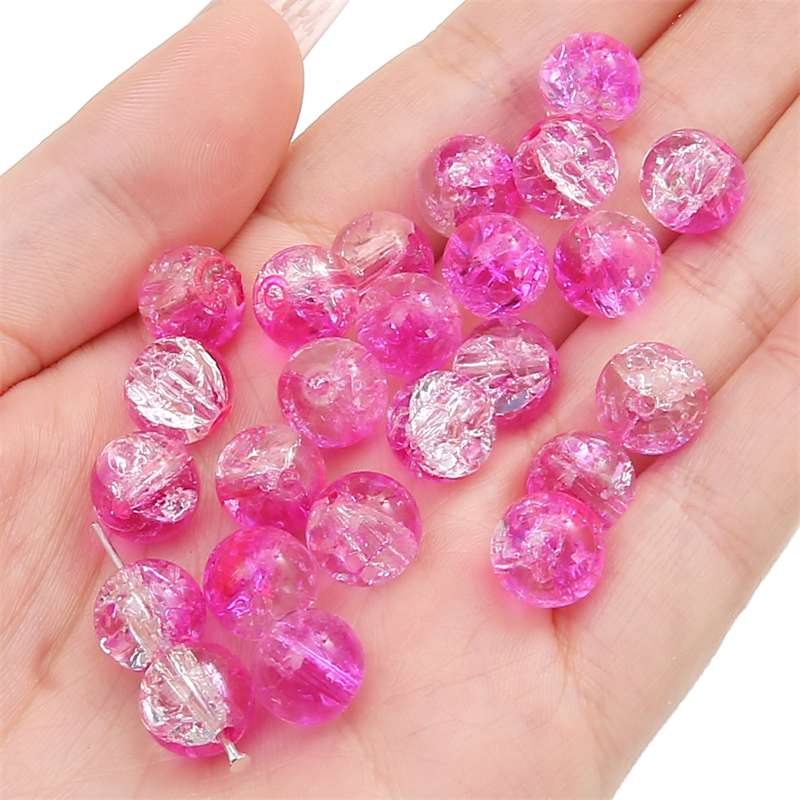 8-14mm Whtie and Random Mixed Crackle Acrylic Beads Spacer Ball Beads for DIY Bracelet Fashion