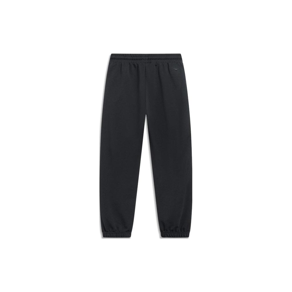 Li Ning SS23 China Culture Series Solid Color Logo Embroidered Drawstring Cuffed Sports Pants Women bottoms Black AKLT258-6