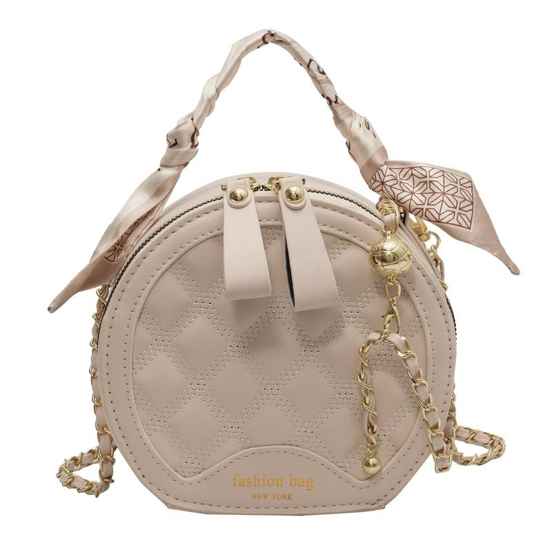 2025 high-end temperament light luxury rhombus portable small round bag fashion leisure commuting versatile chain messenger bag women