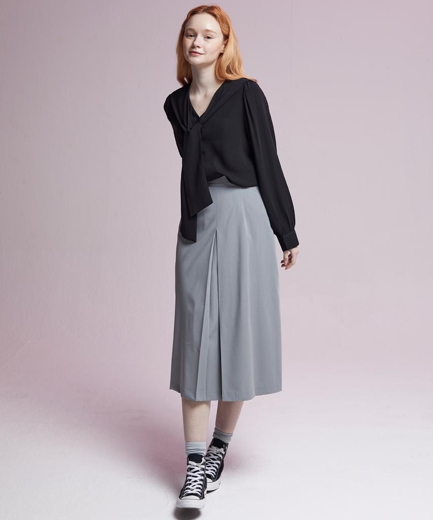 Manavis Seven Matching Pleated Skirt Gray