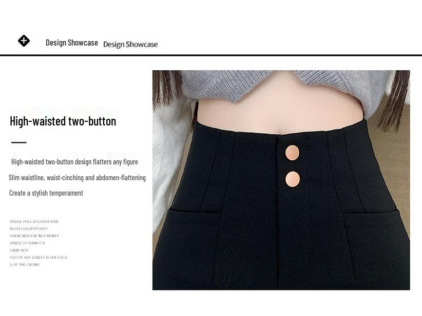 Women's High-Waist A-Line Black Suit Shorts - Summer 2024 - Slimming Fit with Elastic Waistband.