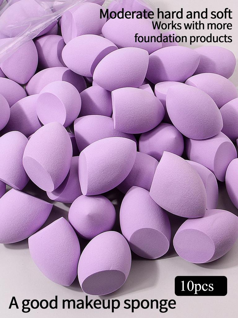 10pcs Powder Blending Makeup Sponge Beauty Egg Set For Liquid Cream And Powder, Multicolor Without Latex Suitable For All