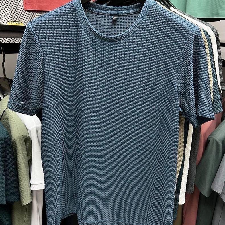 

Футболка мужская облегающая Bamboo Mesh Ice Silk с коротким рукавом — стильный, удобный и модный летний повседневный топ 2XL синий