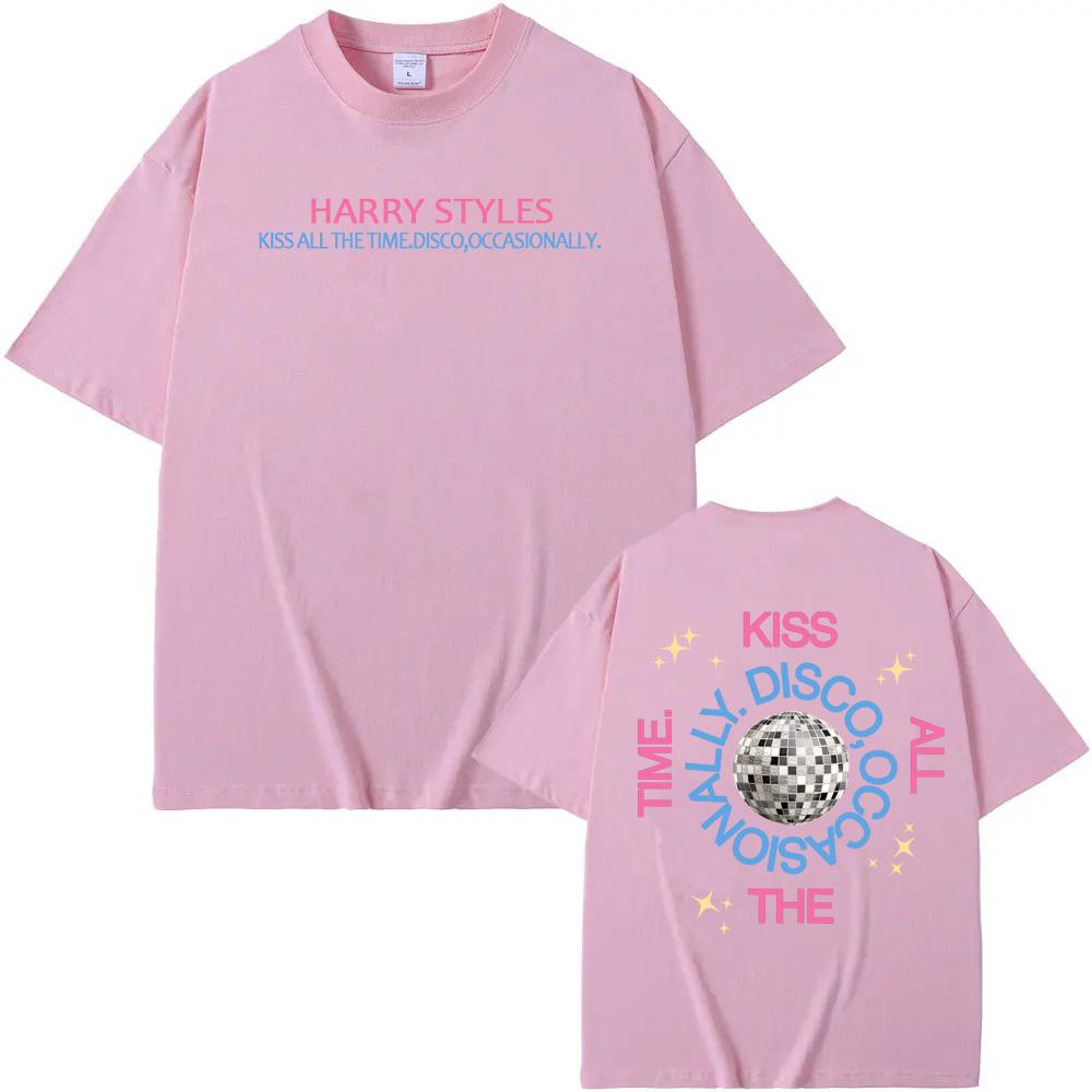 HarryStyle new album Print Tee album Kiss All The Time High Quality TEES Summer Harajuku 100%cotton Casual  Round Neck Tees funny Men womens clothes