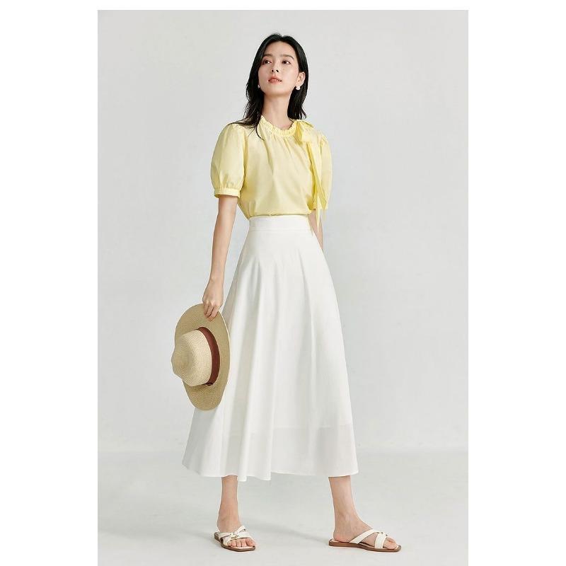 Sommer Damen Neuer Stil Französischer Chic Schnürung Puffärmel Locker Schlankes Hemd