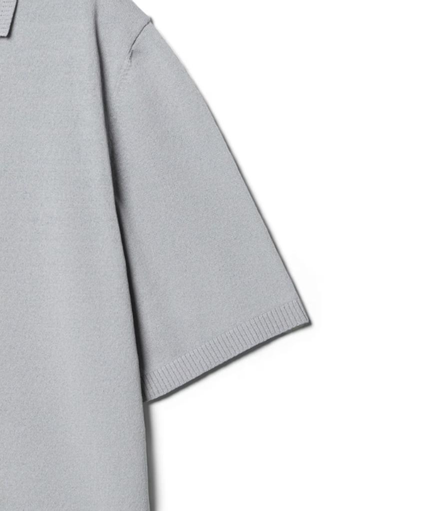 Hejiseu [His] Gray Cool Linen Short Sleeve Collared Knit