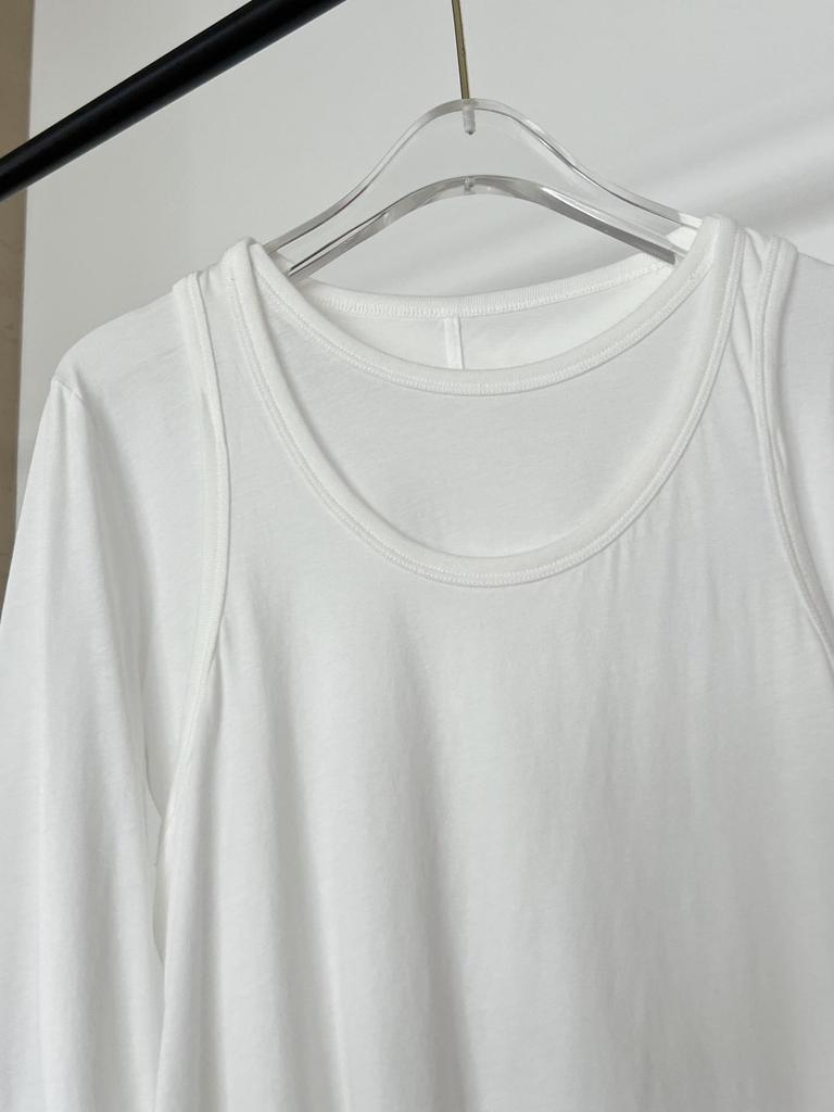 Nanyou T Row Wind Pure Cotton Layered Tank & Long Sleeve Set - Skin-Friendly, Versatile, Round Neck Women's Top