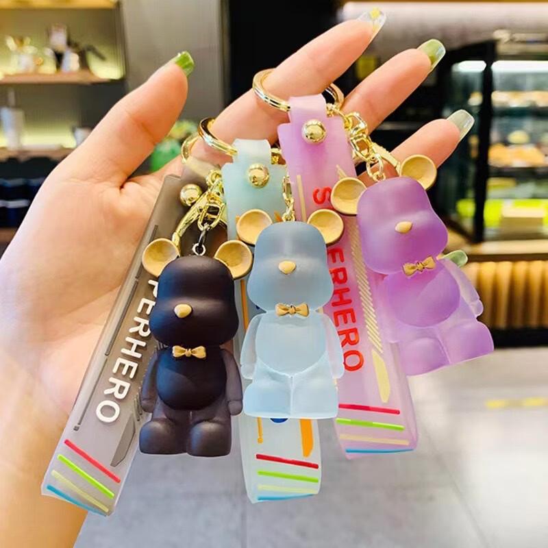 Crystal Bow Tie Bear Keychain Set
