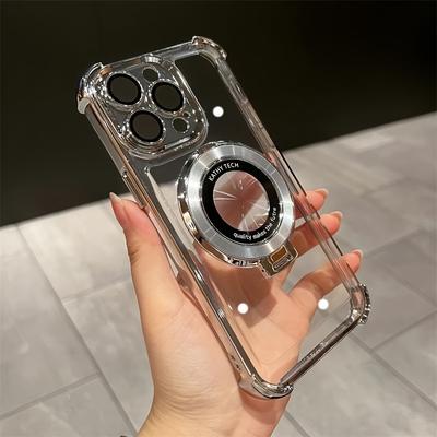 Funda Transparente a Prueba de Golpes con Soporte de Placa Magnética de Lujo Para iPhone 17 16 15 14 13 12 11 Pro Max Plus Cubierta Trasera Acrílica a Prueba de Golpes