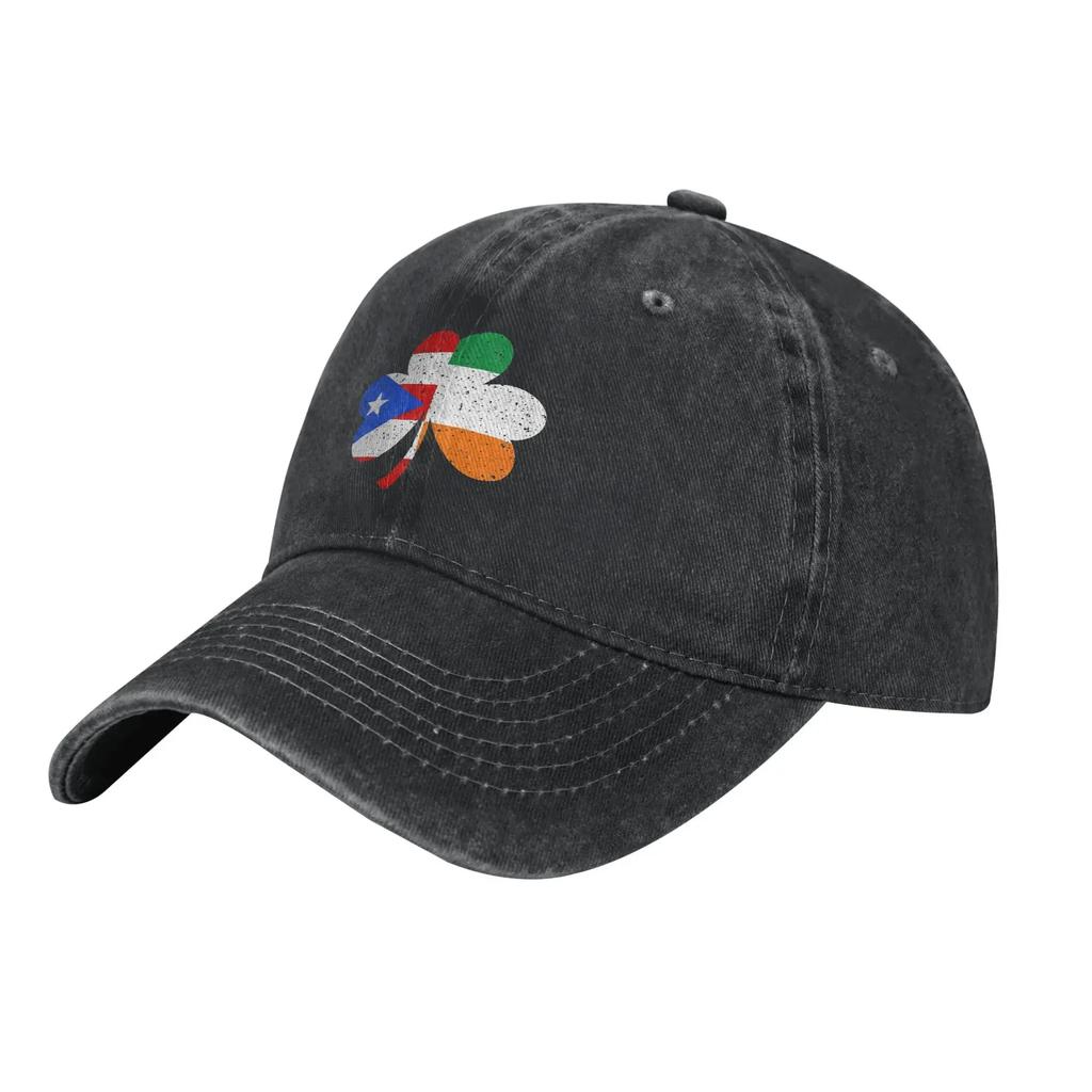 Vintage Boricua Puerto Rico Irish Shamrock Baseball Cap Casual Cotton Headwear for Unisex Women Outdoor Workouts Adjustable Cap Hat