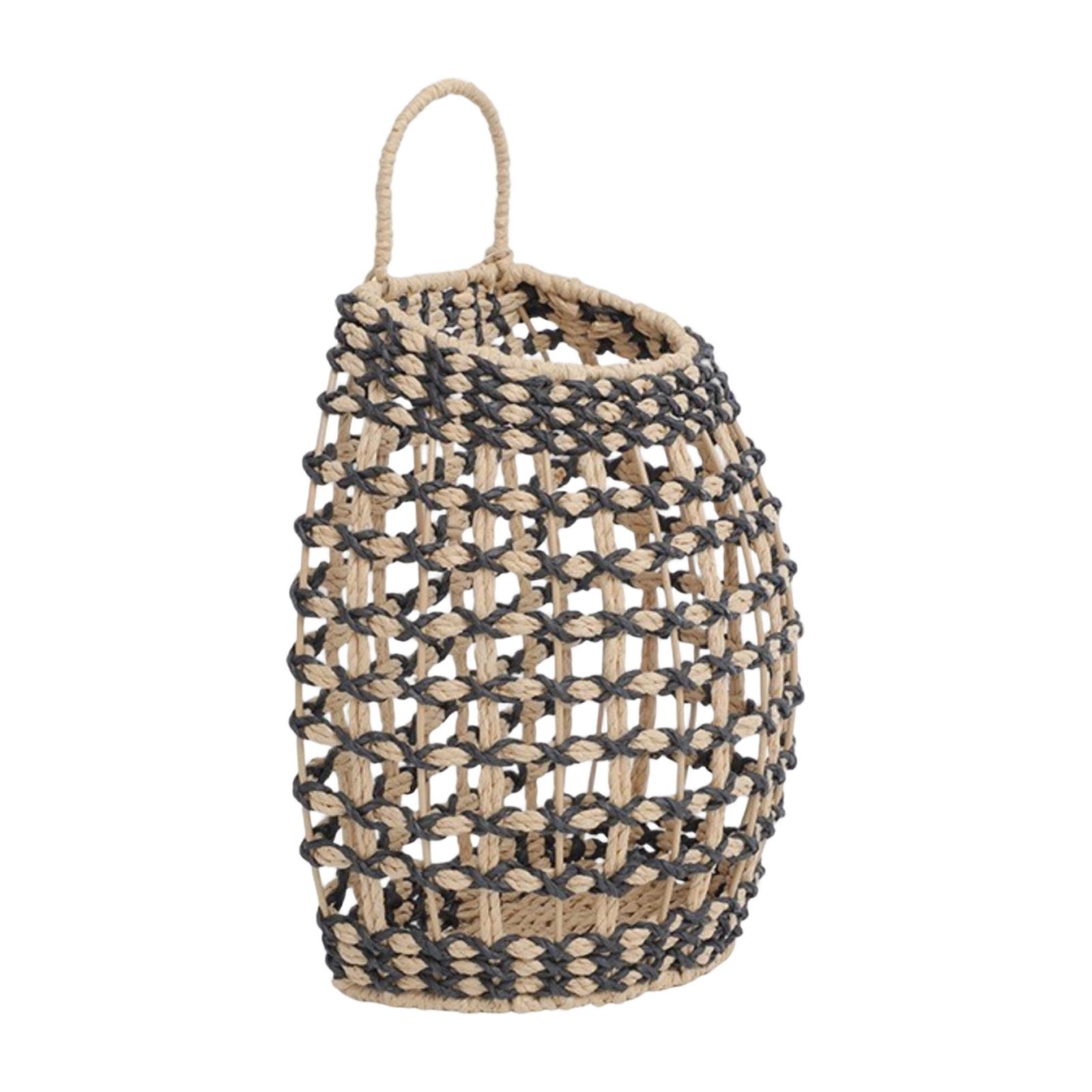 Woven Storage Basket, Wall-mounted Basket, Woven Storage Basket, Wall-mounted Hand Basket, Living Room Entryway Wall Flower Basket чёрный