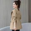 Women's Short to Mid Length Trench Coat with Belt Elegant Slimming Women's Outerwear for Spring and Autumn