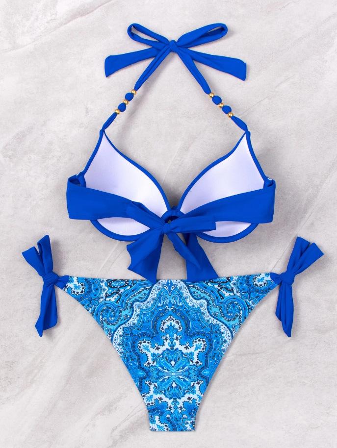 2024 Europäischer & Amerikanischer Bandage Bikini Bademoden Set - Damen Neuer Druck