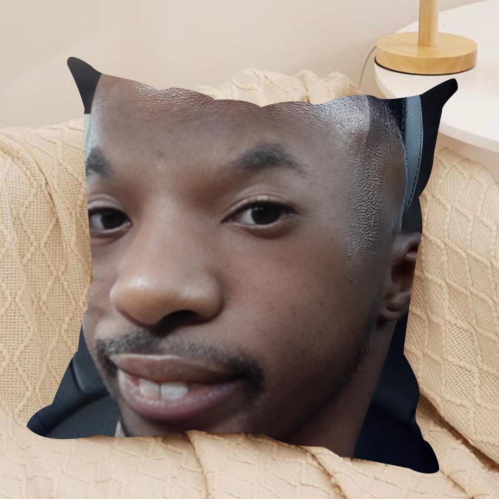 Ugly Man Funny Cushion Cover Silky Short Plush Invisible Zipper Dustproof Sofa Pillow Case for Home Decor