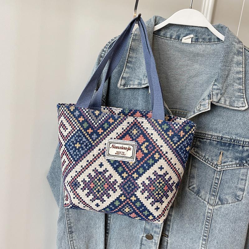 Large Capacity Ethnic Style Bag Women Shoulder Canvas Bag Women Ins College Students Versatile Shoulder Bag Women