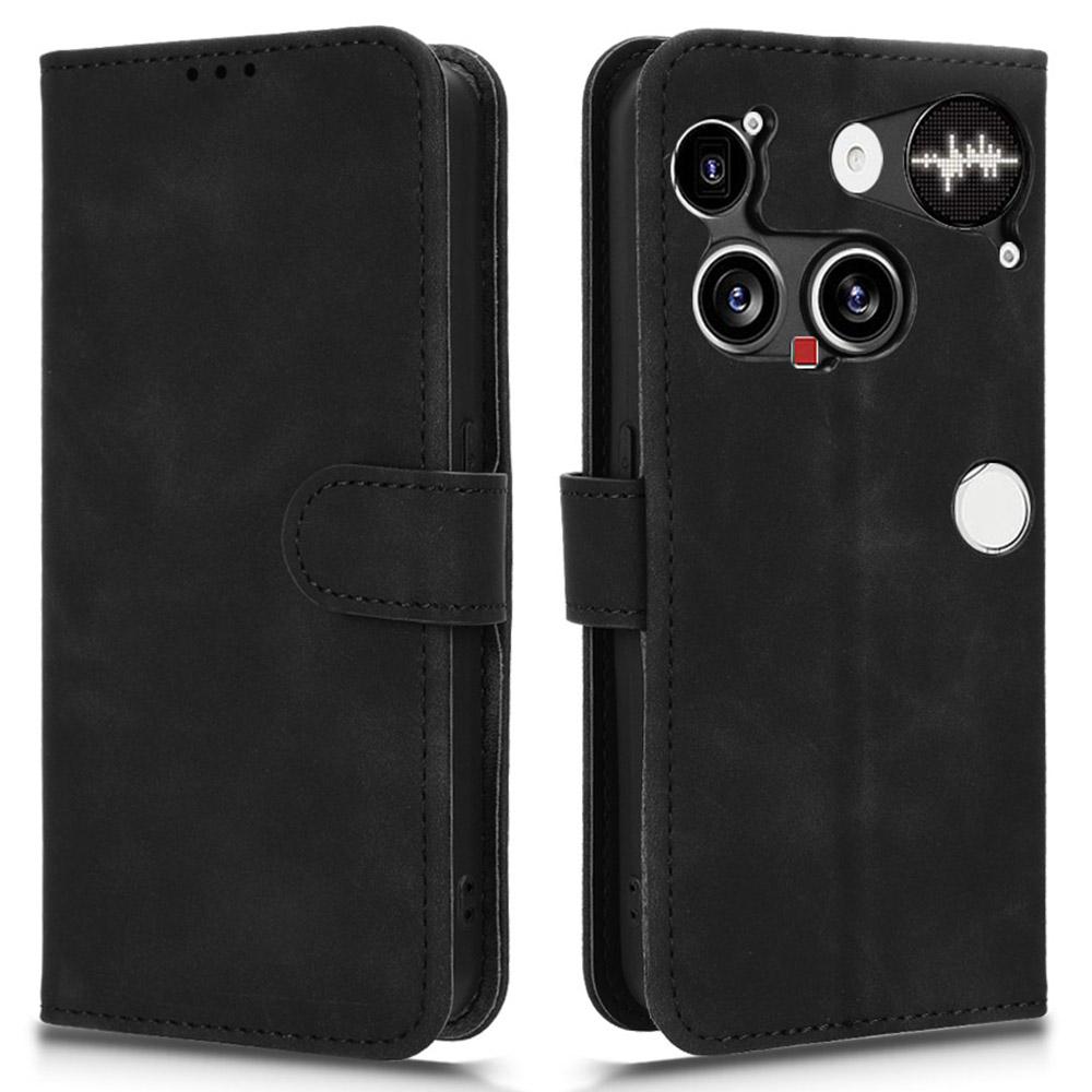 

Ні за що Телефон (3) 5G Шкіряний Чохол з Відчуттям Шкіри Протиударний Гаманець Книжка Чохол для Телефону Black