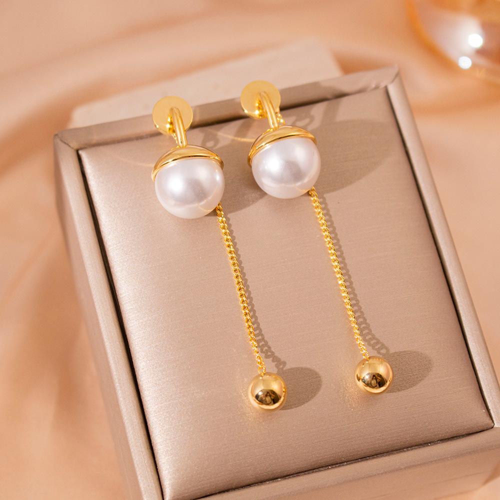 Brincos de Borla Pérola Sense Premium Agulha de Prata Celebridade Elegante Moda Brincos de Temperamento Brincos Longos de Diamante Flash de Luxo Leve Mulheres