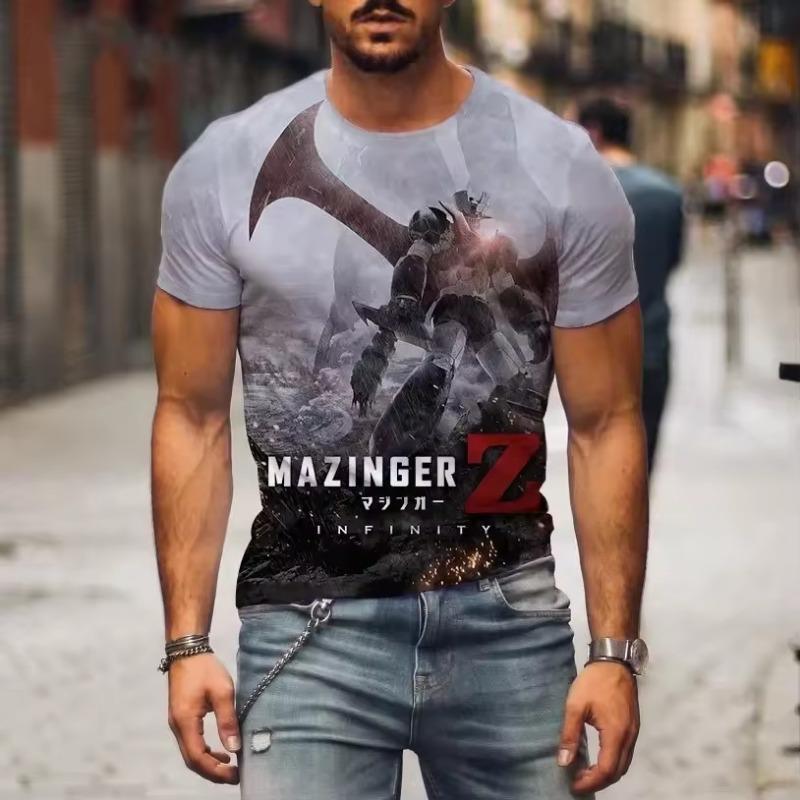 Summer Hot T-shirt Men's Animation Robot 3D Printing Short Sleeve Large Size Loose Comfortable Breathable Top